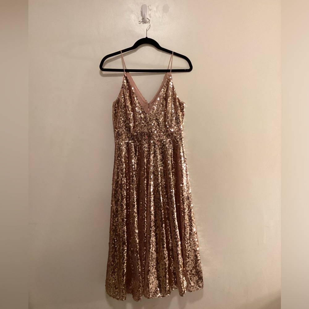Rose Gold JAYGODFREY Sequins Maxi Dress